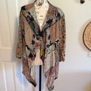 Young Threads Floral Patchwork Women's Open Kimono Waist Length